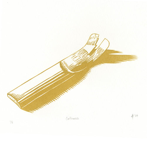 Catharsis Broken Clarinet Reed Linocut Art Print