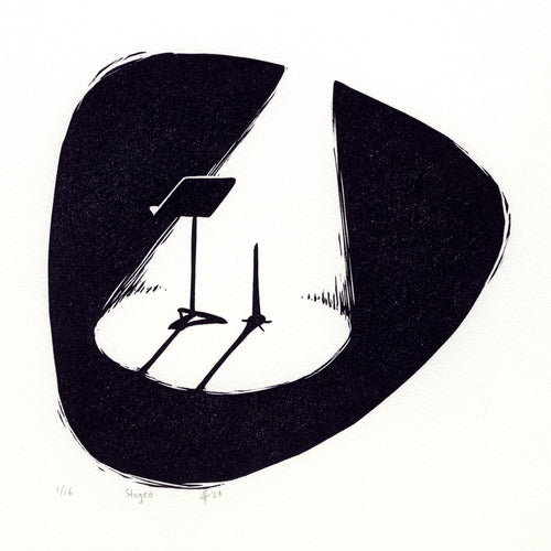 Staged Clarinet Linocut Art Print