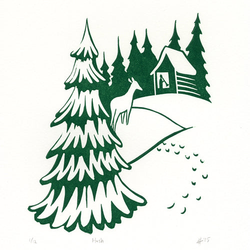 Hush Clarinet Linocut Art Print