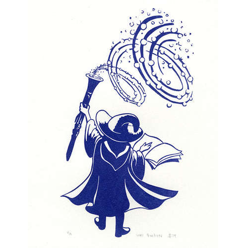Well Practiced Clarinet Linocut Art Print