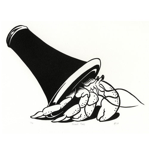 LINOCUT_Hermit Home Linocut Print