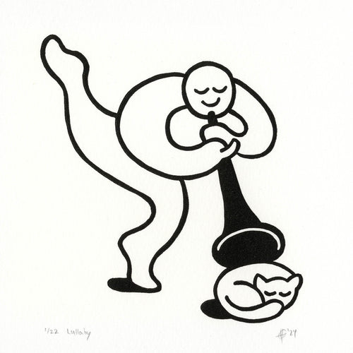 Lullaby Clarinet Linocut Art Print