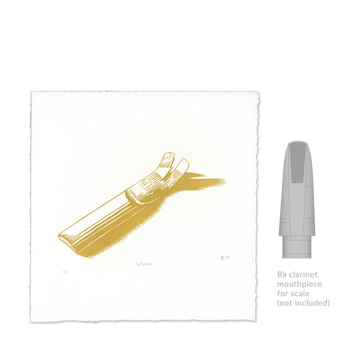 Catharsis Broken Clarinet Reed Linocut Art Print size comparison