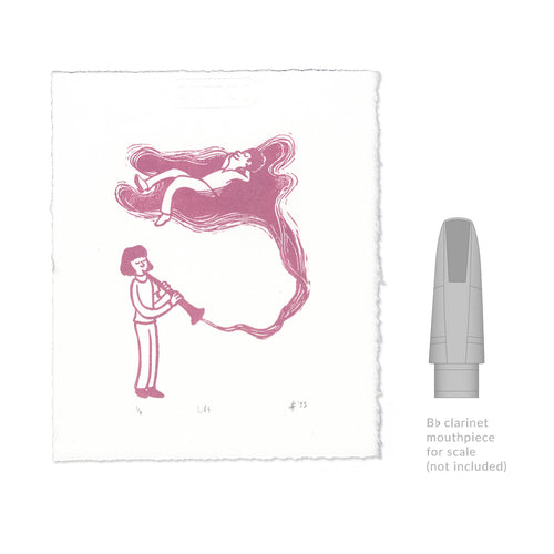 Lift Clarinet Linocut Art Print size comparison