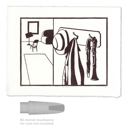 Persistence Clarinet Linocut Art Print size comparison