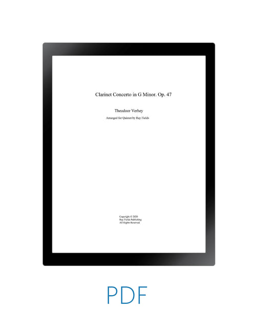 Verhey Clarinet Concerto, Op. 47 arranged for clarinet quintet by Ray Fields cover