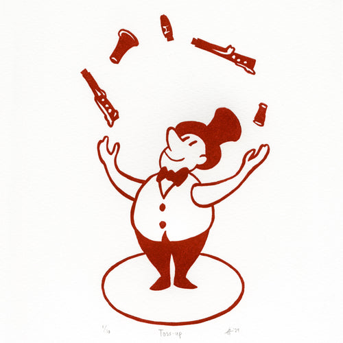 Toss-up juggle Clarinet Linocut Art Print