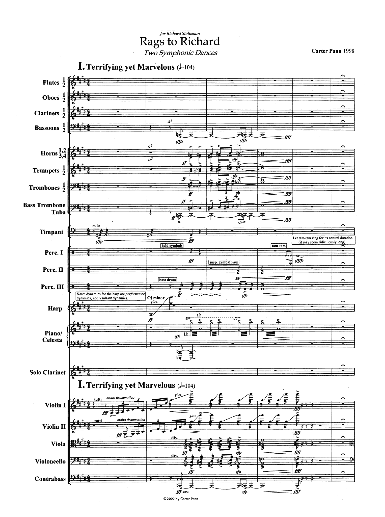 Pann, Carter_Rags to Richard (score) Pann Rags to Richard clarinet concerto score - Movement 1