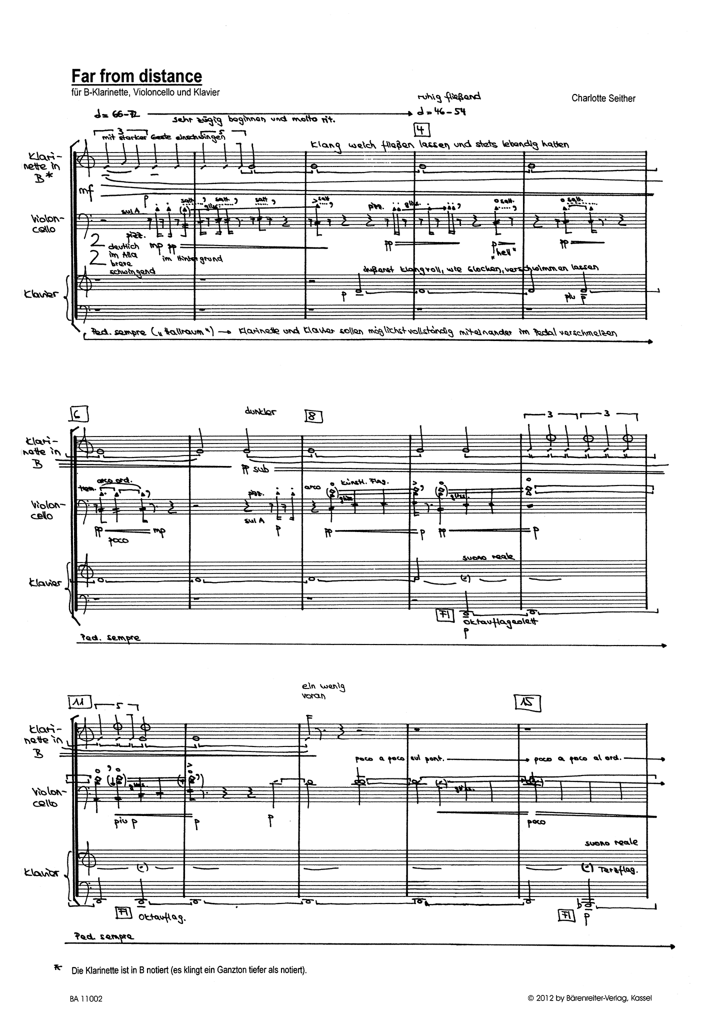 Seither, Charlotte_Far from distance Seither Far from distance clarinet cello piano trio page 1