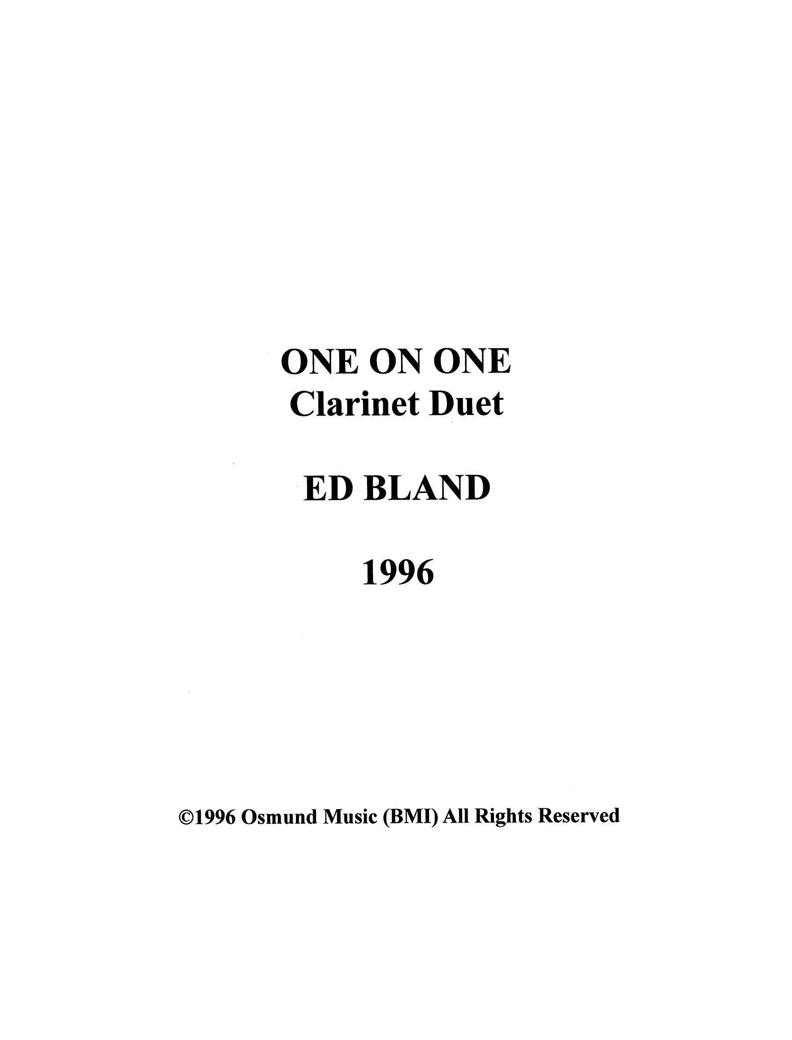 Bland, Ed_One on One