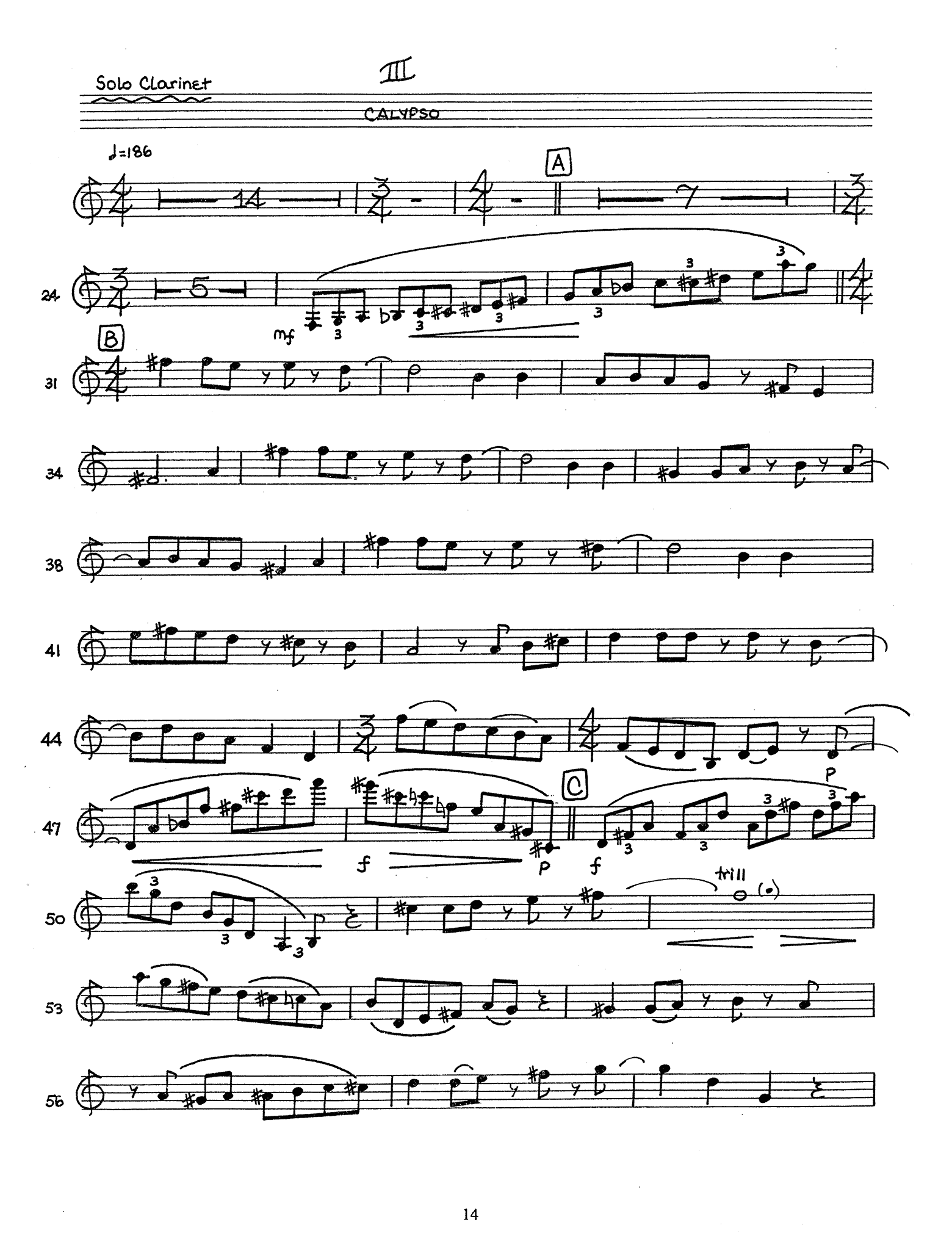 Baker, David Nathaniel_Jazz Suite: Three Ethnic Dances (clarinet part) David Nathaniel Baker Jazz Suite clarinet concerto - Movement 3