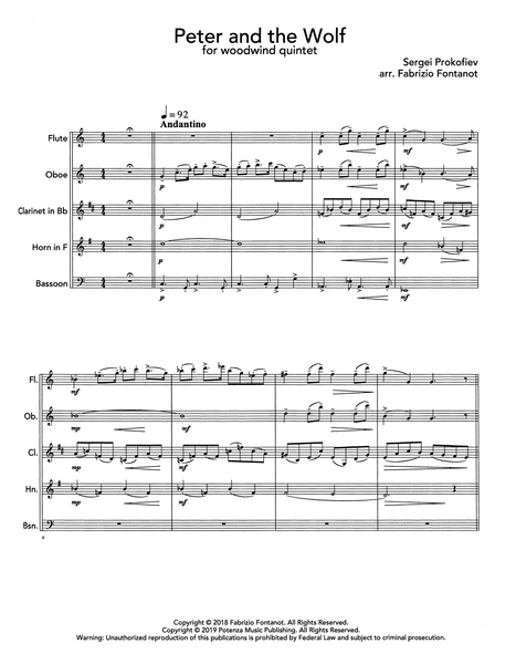 Peter and the wolf on sale woodwind quintet