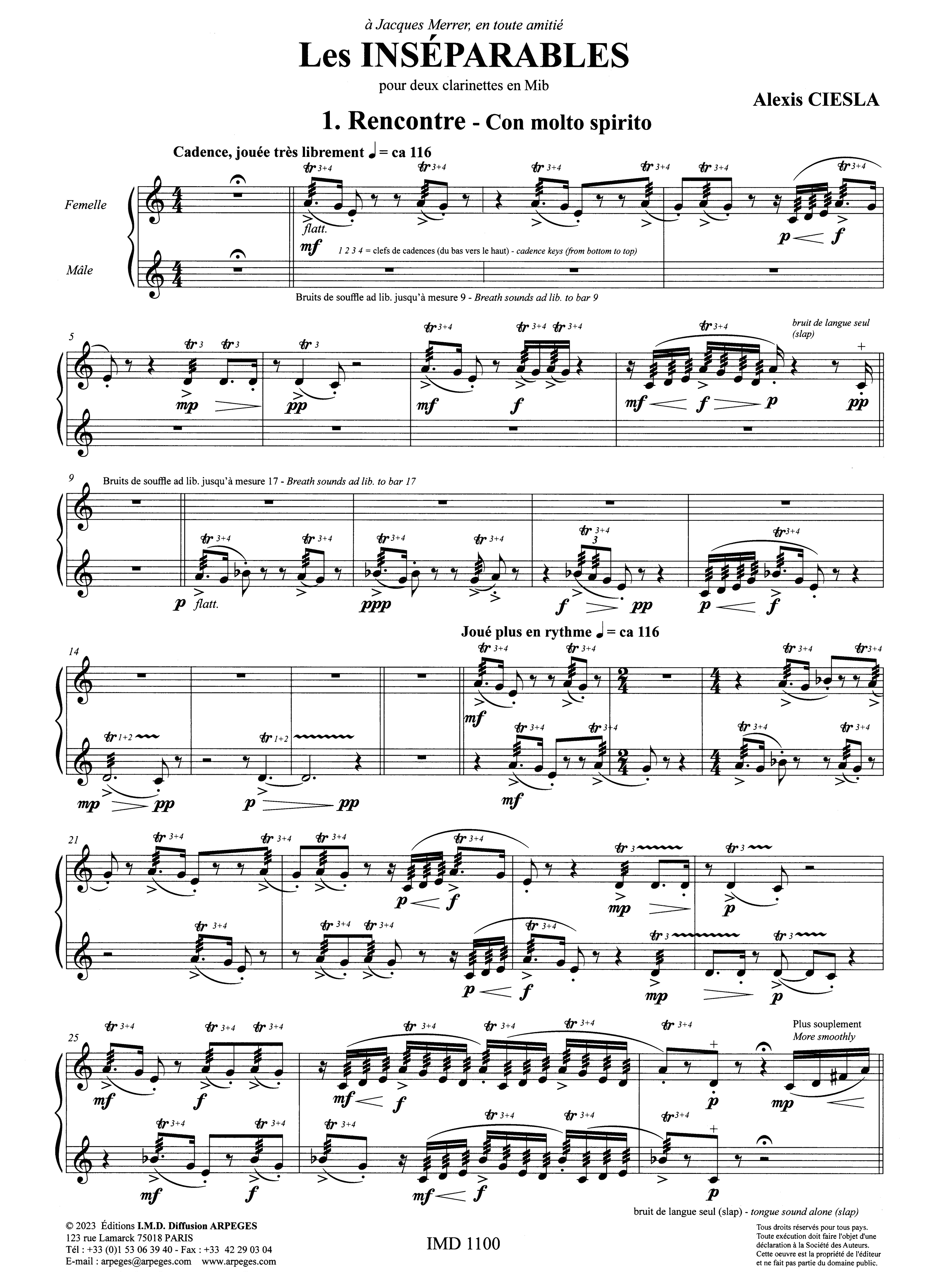 Ciesla, Alexis_Les inséparables Ciesla Les inséparables e-flat clarinet duet - Movement 1