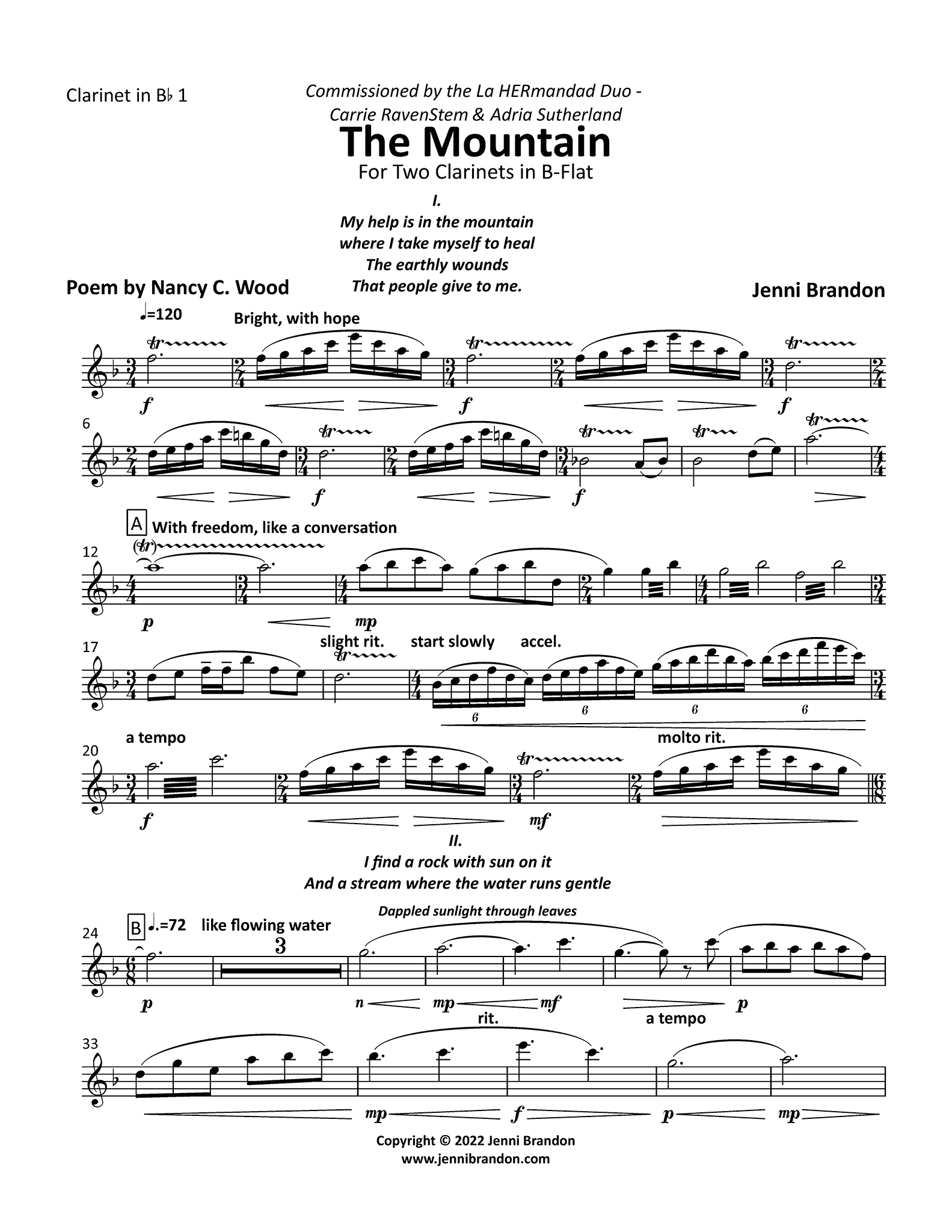Brandon, Jenni_The Mountain Brandon The Mountain clarinet duet first part