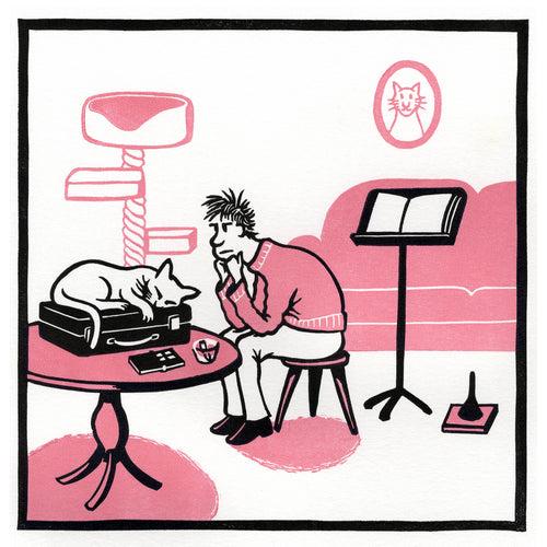 The Dilemma Clarinet Linocut Art Print