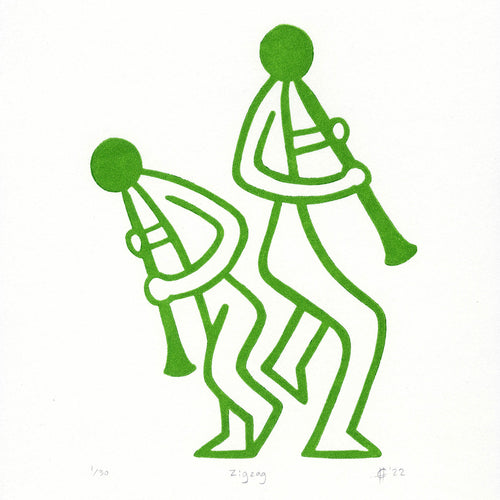 Zigzag Clarinet Linocut Art Print 