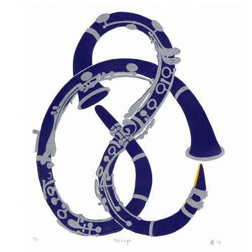 Passage Clarinet Knot Linocut Art Print