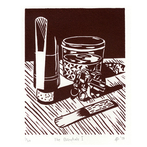 The Essentials I Clarinet Linocut Art Print 