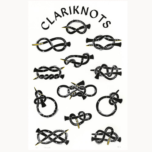 Clariknots Clarinet Knots Linocut Art Print