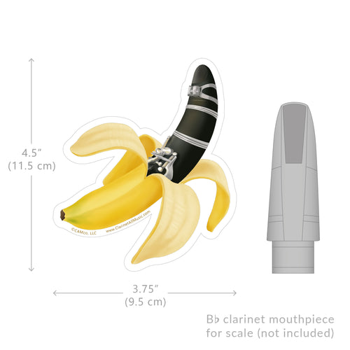 Clarinet Banana Vinyl Sticker Size comparison