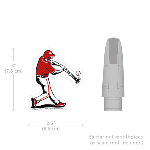 Clarinet Baseball Batter vinyl sticker size 