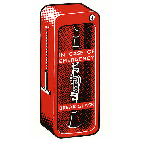 Clarinet Emergency Use Linocut Art Print