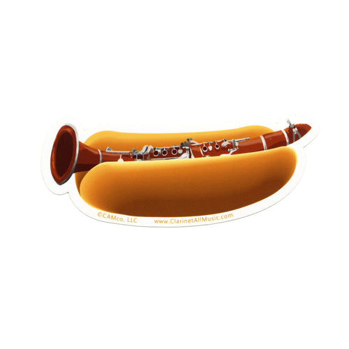 Clarinet in hotdog bun vinyl sticker