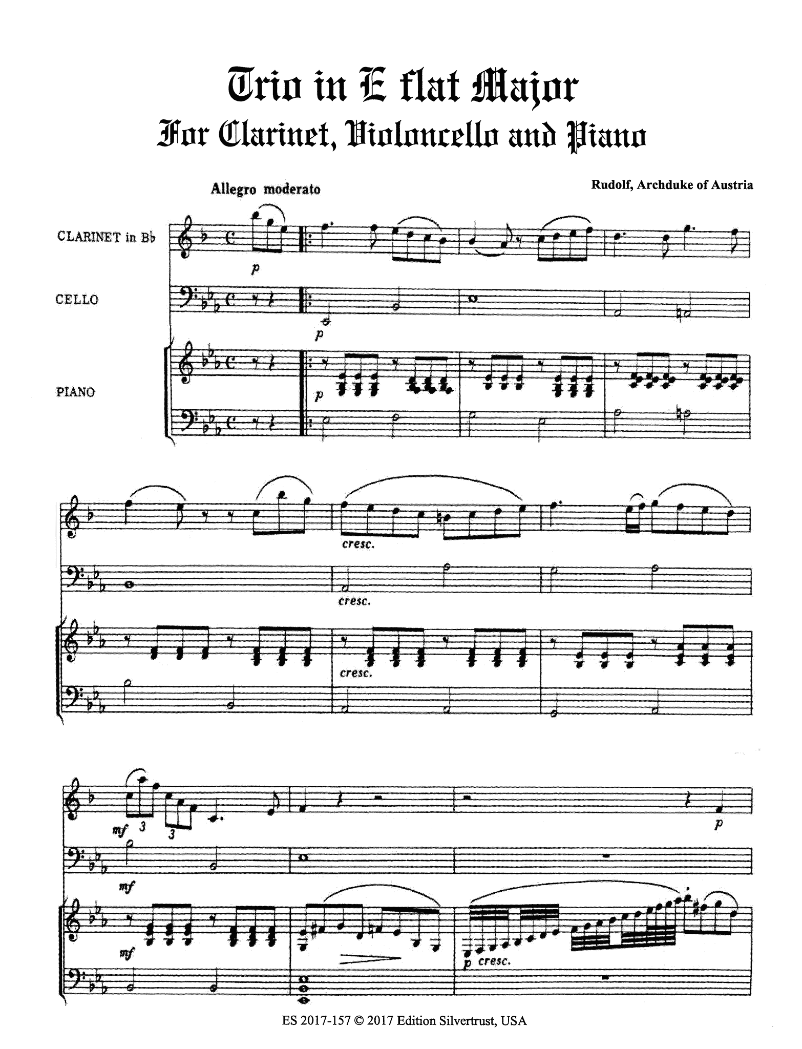 Rudolf, Archduke of Austria_Trio for Clarinet, Cello & Piano Rudolf, Archduke of Austria Trio for Clarinet, Cello & Piano - Movement 1