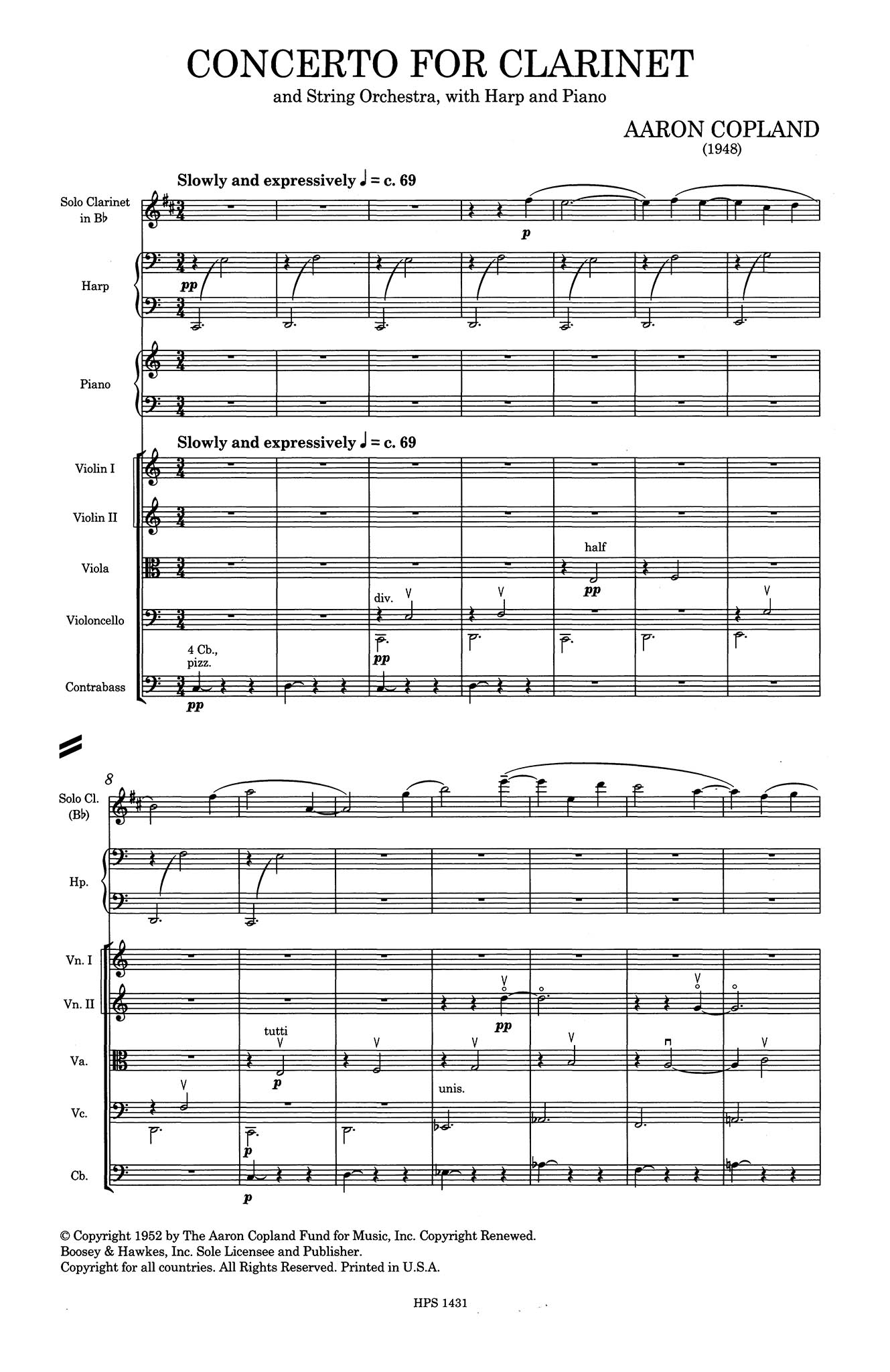 Copland, Aaron_Clarinet Concerto (mini score) Clarinet Concerto Score