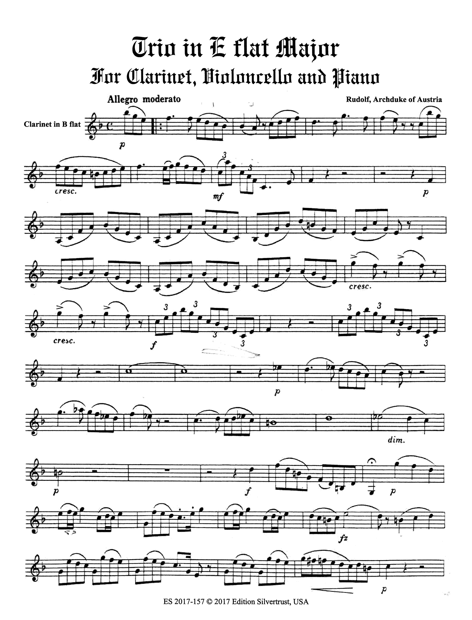 Rudolf, Archduke of Austria_Trio for Clarinet, Cello & Piano Rudolf, Archduke of Austria Trio Clarinet part