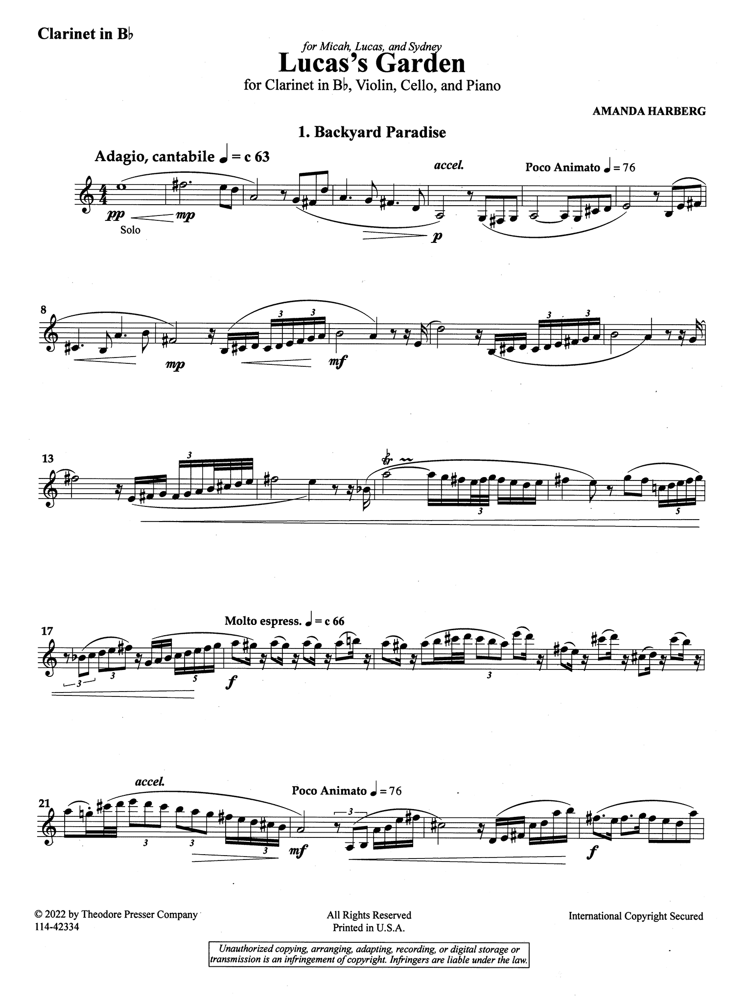 Harberg, Amanda_Lucas’s Garden Harberg Lucas’s Garden clarinet part