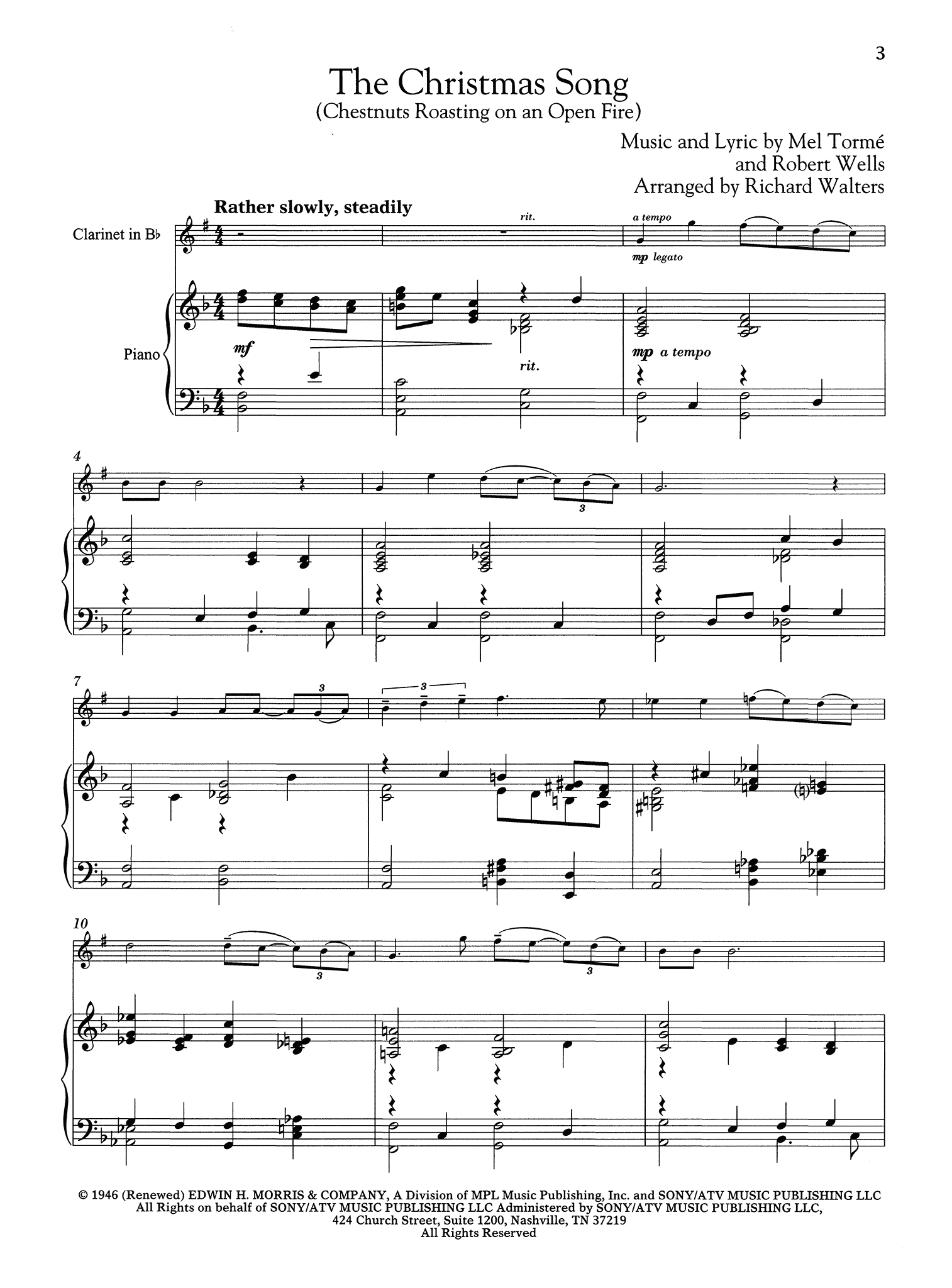 Various_Christmas Songs For Classical Players (score, clarinet part & audio) Chestnuts Roasting on Open Fire Clarinet and piano Score