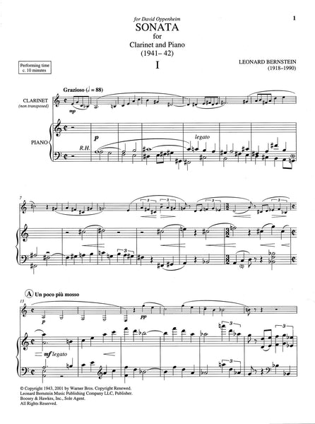 Bernstein Sonata for Clarinet & Piano with audio