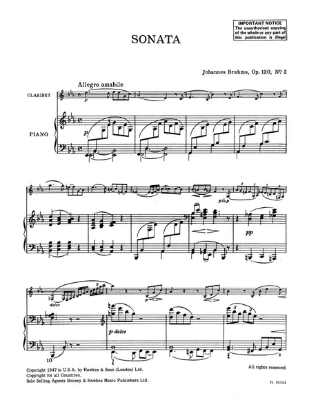 Brahms: Clarinet (or viola) Sonata No.2 in Eb major Op.120