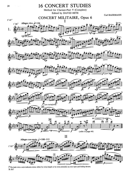 Baermann: Clarinet Method, Op. 64 Div. IV-V, edited by Hite