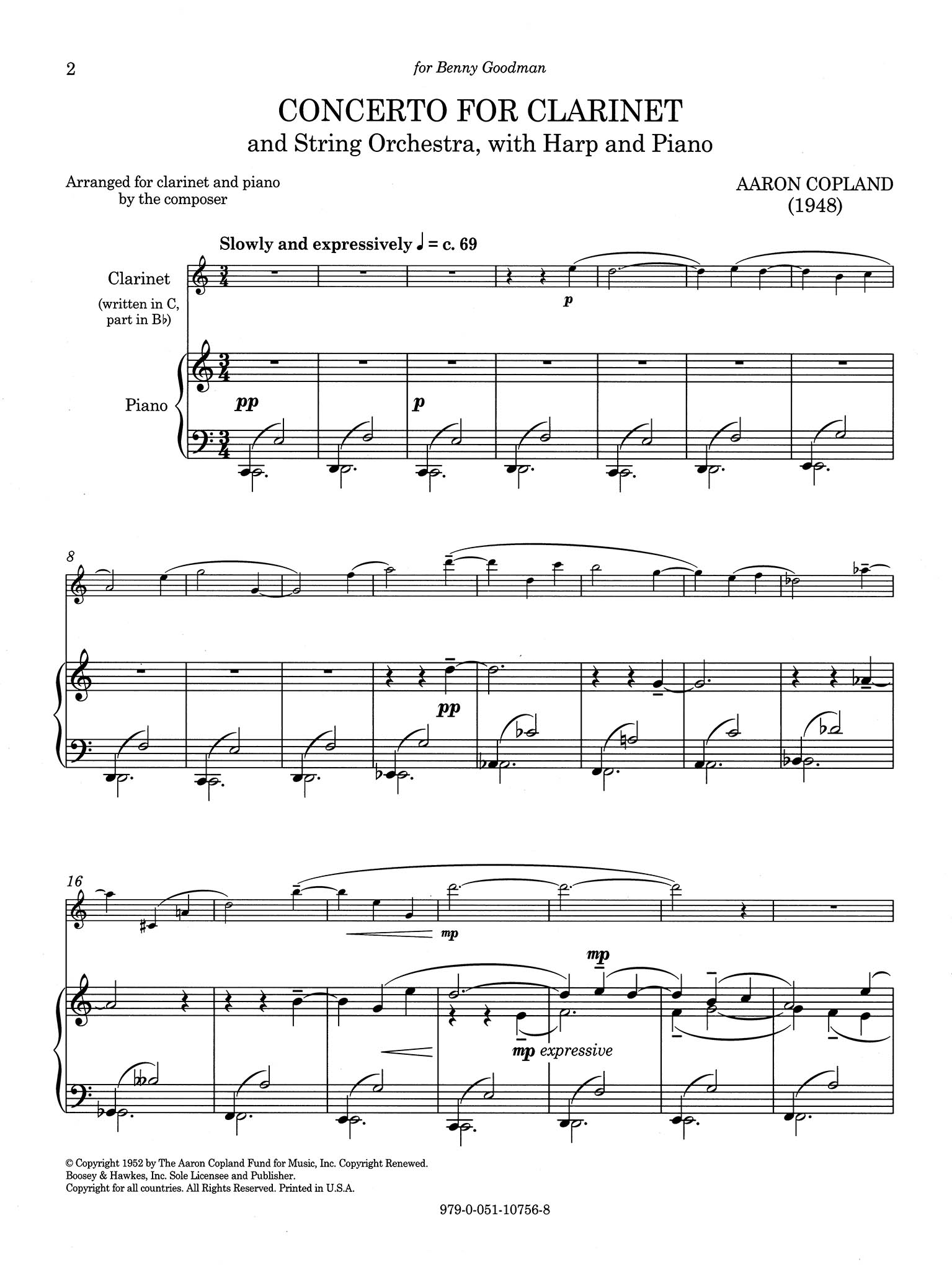Copland, Aaron_Clarinet Concerto Clarinet Concerto Score