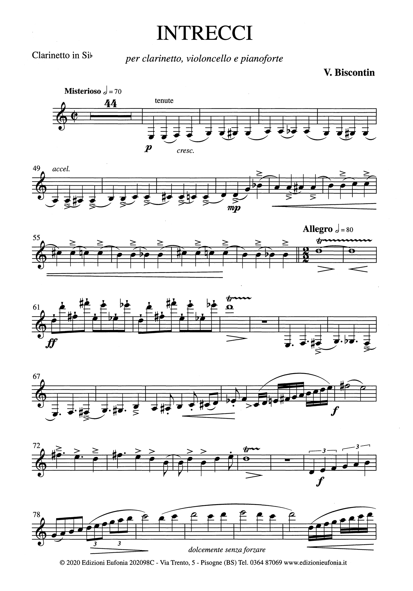 Biscontin, Venceslao_Intrecci Venceslao Biscontin Intrecci clarinet part