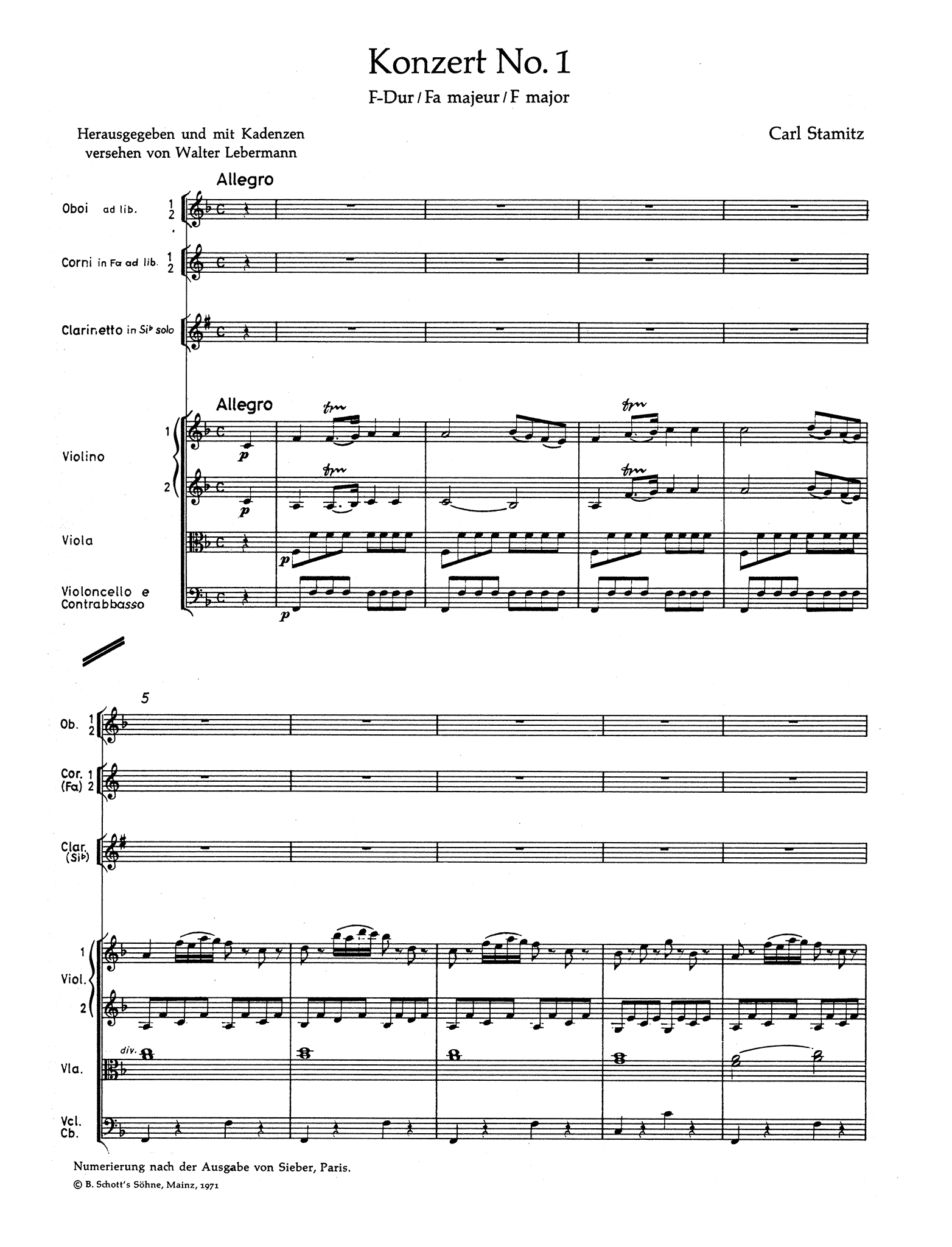Stamitz, Carl_Clarinet Concerto No. 1 (Kaiser) in F Major (score) Carl Stamitz Clarinet Concerto No. 1 (Kaiser) in F Major full score - Movement 1