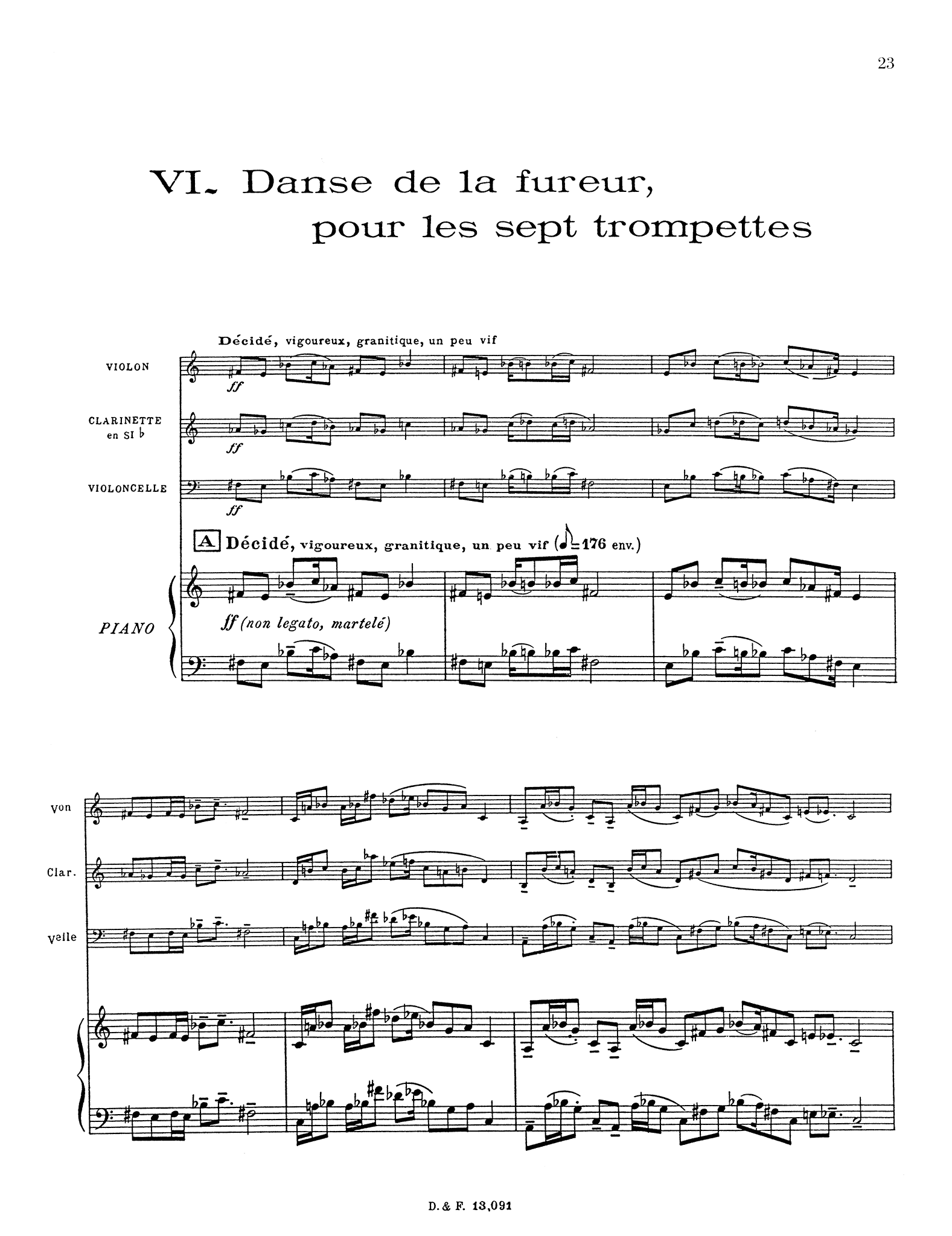 Messiaen, Olivier_Quatuor pour la fin du temps (score & parts) Messiaen Quatuor pour la fin du temps - Movement 6