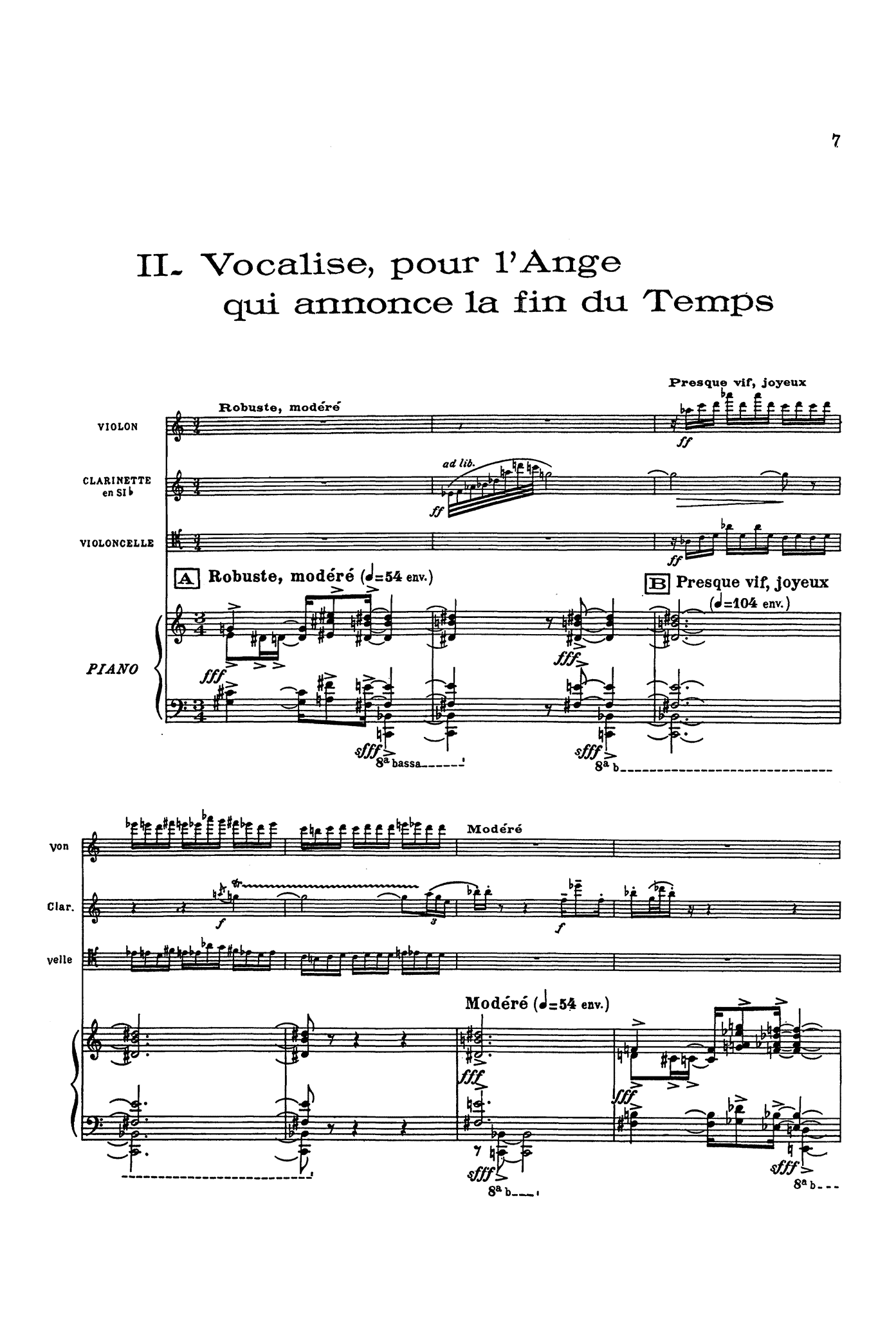 Messiaen, Olivier_Quatuor pour la fin du temps (mini score) Messiaen Quatuor pour la fin du temps mini score - Movement 2