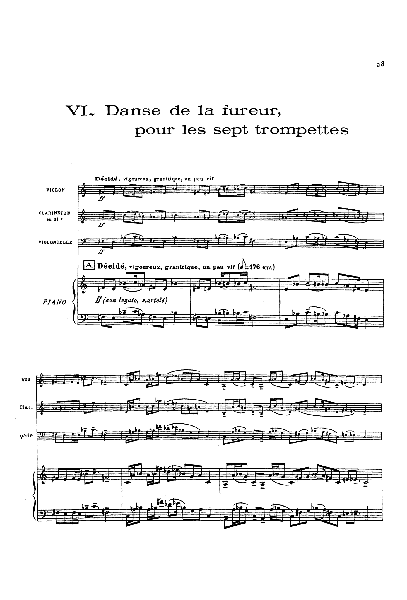 Messiaen, Olivier_Quatuor pour la fin du temps (mini score) Messiaen Quatuor pour la fin du temps mini score - Movement 6