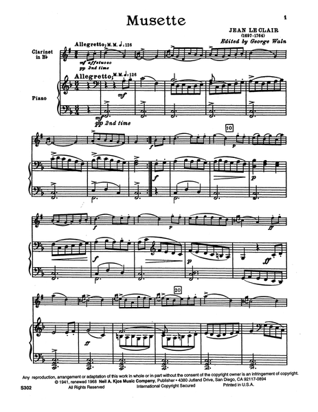 Leclair, Jean-Marie: Musette & Scherzo from Violin Sonatas Op 1