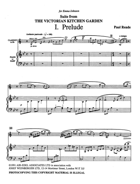 Reade: Suite from "The Victorian Kitchen Garden" for Clarinet & Piano ...