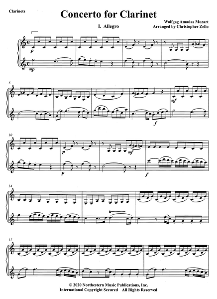 Mozart: Clarinet Concerto, K. 622 arr. Zello for Clarinet Duet