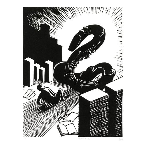 Skipped Practice Clarinet Linocut Art Print