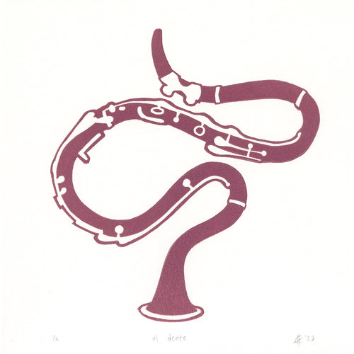 al dente Clarinet Linocut Art Print