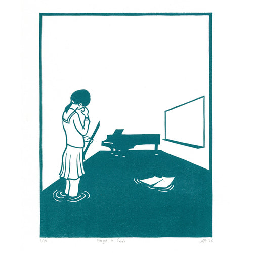 Forgot to Swab Clarinet Linocut Art Print
