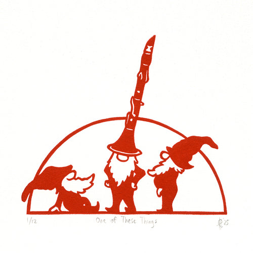 One of These Things  Clarinet Linocut Art Print 