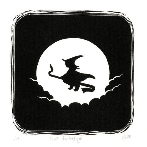 Nuit fantastique Clarinet Linocut Art Print