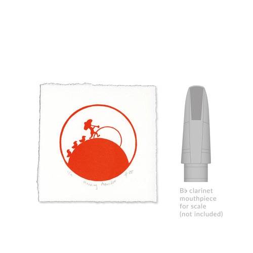 Morning Meander Clarinet Linocut Art Print size comparison